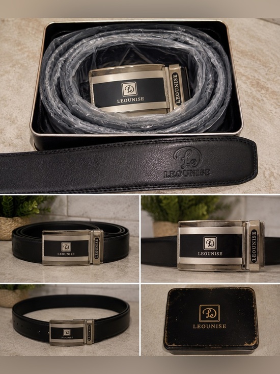Leounise Other - Leounise Adjustable Black Leather Belt & Silver Buckle Set | Men’s Dress Belt